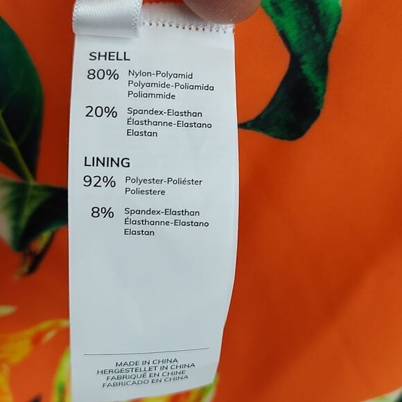 NWT Cupshe Tropical Orange Floral Lace Up One Piece Swimsuit Size L - Picture 2 of 12